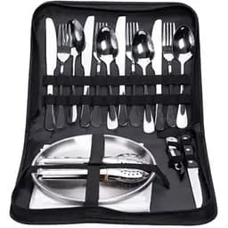 Набір туристичного посуду на 4 особи 24 предмети в чохлі з нержавійки Срібло