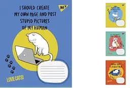 Зошити учнівські 24 аркуша клітинка. 1В Love cats, 20 шт. в упаковці