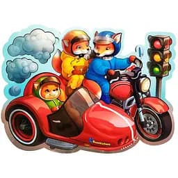 Пазл Многослойные вкладки Лисята на мотоцикле Ubumblebees (ПСД211) PSD211, 39 элементов