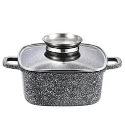 Кастрюля квадратная Gusto покрытие CERAMIC SNOW 2.8 л серая (146310)