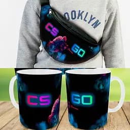 Подарочный набор :Сумка-бананка+ Кружка контр-страйк "Counter-Strike" детский,для мальчика (00191)