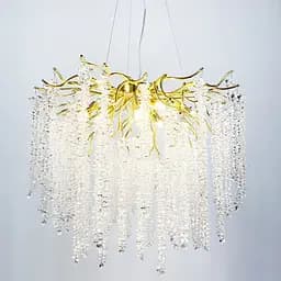 Подвесная люстра в корпусе золото с хрустальными камнями Line.F Диаметр 100см