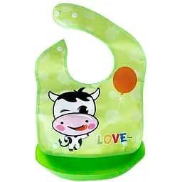 Слюнявчик детский Mega Zayka Коровка со съемным карманом MGZ-0602 (Green)