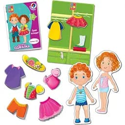 Дитяча гра "Магнітна Одягалка Олівер і Мія" Vladi Toys VT3702-12, 2 ляльки, 31 магнітний елемент - мініатюра 2