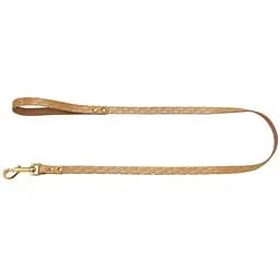 Повідець для собак BronzeDog Barksi Classic шкіряний із золотим тисненням Море L 120х1.6 см гірчиця - мініатюра 2