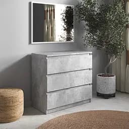 Комод Vays R-3 Бетон, на 3 ящика без ручек, ЛДСП 80×40×75 см - для дома, офиса, гостиной, спальни