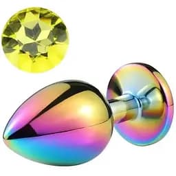 Анальная пробка SKN-Rainbow 08 с кристаллом хамелеон (размер S), Радуга