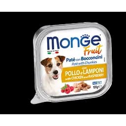 Вологий корм Monge Dog Fruit з куркою та малиною, 100 г (70013215)