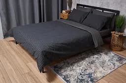 Комплект постельного белья полуторный евро 160х220 наволочки 2х50х70 Gray Stripe&Black Бязь Gold Люкс