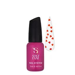 Топ для гель-лаку з гліттером Червоне серце Steffani Top Heart Red без липкого шару 9 мл