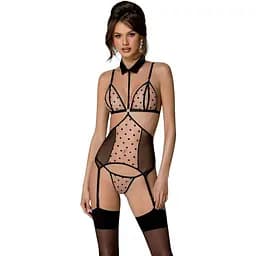 Корсет з відкритими грудьми Passion DOMINICA CORSet S/M beige пажі для панчіх стрінги