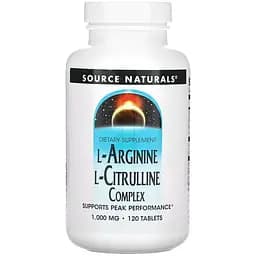 Аминокислота Source Naturals L-Arginine L-Citrulline Complex 120 таблеток