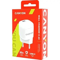 Зарядний пристрій Canyon USB-C PD 20W Mini Wall Charger H-20 White - мініатюра 4