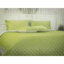 Покривало Руно 220х240 см велюр оливкове (330.55_Olive Green ромб) - мініатюра 3
