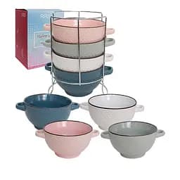 Набор мисок SnT Dots, с ручками, на стойке, 4 шт. (054-04-08)