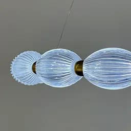 Led люстра з прозорими рельєфними кульками у латунному кільцевому корпусі Ø 58 см | Line F | Арт. MJ343-580 AB+CL - мініатюра 2