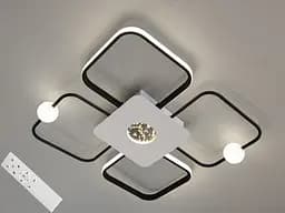 Современная светодиодная потолочная люстра с пультом, 55 Вт, черный+белый.