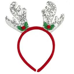 Обідок новорічний "Оленячі ріжки" Bambi 2511(Silver) 16,5х14,5 см