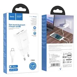 Зарядний набір Адаптер і кабель Micro USB Hoco C88A Star round dual port charger set білий - мініатюра 5