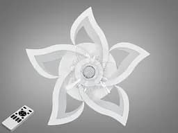Унікальна стельова світлодіодна люстра вентилятор з пультом, 90W, біла