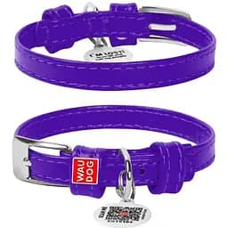 Ошейник для собак Waudog Glamour кожаный с QR паспортом, без украшений, XS, Ш 9 мм, Дл 18-21 см (4820152560605)