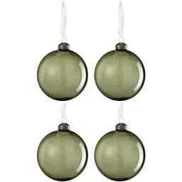 Елочные стеклянные шары J-line прозрачные зеленого цвета 10 см 4 шт. (37368)
