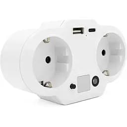 Розетка двійник Voltronic із заземленням HHT609W, USB+Type-C, 3.4А, зашита від перевантаження, White