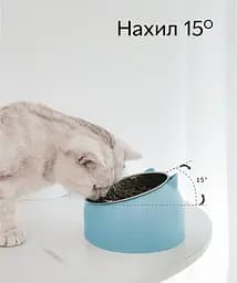 Миска для тварин Semi для котів та собак 16 см діаметр площини з нахилом 15°, Blue - мініатюра 2