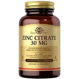 Вітаміни та мінерали Solgar Zinc Citrate 30 mg, 100 вегакапсул