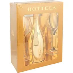 Набір: вино ігристе Bottega Gold Prosecco Brut біле брют 0.75 л + 2 бокали