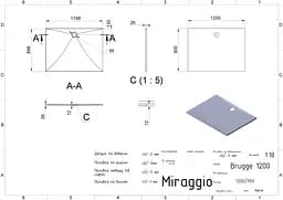 Душовий піддон Miraggio BRUGGE 1200 (0000611) Miramarble | Глянцевий | Прямокутний | Білий - мініатюра 2