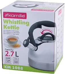 Чайник Whistling Kettle 2.7л зі свистком та скляною кришкою Kamille Ø20х23 см kuh0011104 - мініатюра 8
