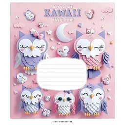 Зошит учнівський "Kawaii" 012-3398C-1 в косу лінію, 12 аркушів