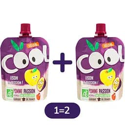 Набір: Органічне пюре Vitabio Cool Fruits з яблуком та маракуєю 180 г (90 г x 2 шт.)