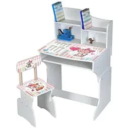 Дитяча парта DSM M 904-5 для навчання вдома і в школі з полицею для зберігання ергономічна біла