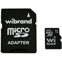 Карта памяти Wibrand microSDXC, 64Gb, Class10 UHS-I U3, адаптер SD (WICDXU3/64GB-A)