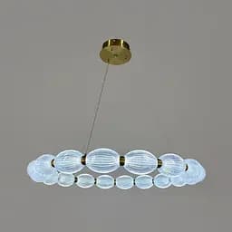 Led люстра з прозорими рельєфними кульками у латунному кільцевому корпусі Ø 68 см | Line F | Арт. MJ343-680 AB+CL - мініатюра 3