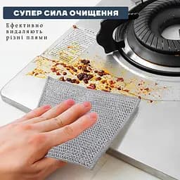 Двошарові багаторазові металеві серветки з абразивною поверхнею для посуду, скла та меблів 20х20 см (10 штук) Сірий 88114 - мініатюра 5