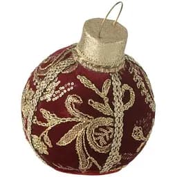 Ялинкова куля J-line декоративна різдвяна червоного кольору з текстилю діаметр 15 см (46514)