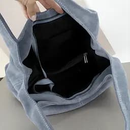 Сумка жіноча шопер замшева Virginia Conti 03790 джинсова - мініатюра 4