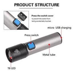 Ліхтарик Flashlight BL K31, акумуляторний ручний, світлодіодний з фокусуванням та USB зарядкою - мініатюра 6