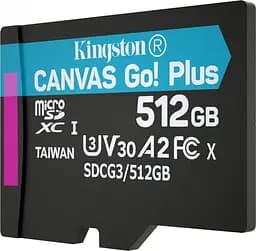 Карта пам'яті KINGSTON microSDXC Canvas Go Plus 512Gb Class 10 UHS-I/U3 (SDCG3/512GBSP) без SD адаптера [70328] - мініатюра 3