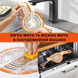 Силіконова стрічка-підкладка (килимок-слінг) для випікання хліба, тіста або кексів у духовці та аерогрилі (3 штуки в комплекті), Kitchen Master Помаранчевий 87925 - мініатюра 8