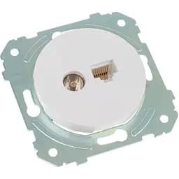 Розетка мережева комп'ютерна телевізійна Brille WB-1TV + 1PC Wh (42-287)