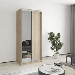 Шафа-купе дводверна MebelStar Стандарт AL ДСП/Дзеркало 90x60x210 см Дуб сонома (MBS-2422)