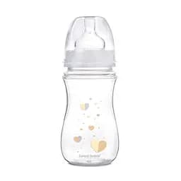 Бутылка с широким антиколиковым отверстием "Newborn baby" 240 мл Бежевые сердца