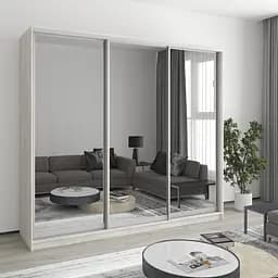 Шкаф-купе трехдверный MebelStar Стандарт AL 3 Зеркала 230x60x210 см Аляска серый (MBS-3033)