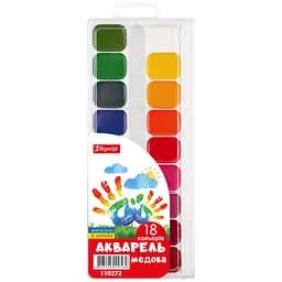 Фарби акварельні 1 Вересня медові 18 кольорів (110272)