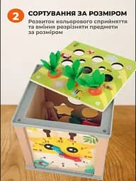 Дерев'яний бізікуб бізіборд розвиваюча іграшка для дітей малюків бізі борд для хлопчика дівчинки іграшки монтессорі подарунок - мініатюра 3