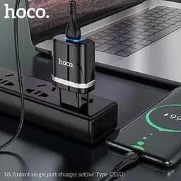 Адаптер мережевий HOCO Type-C Cable Ardent charger set N1 1 USB чорний - мініатюра 5